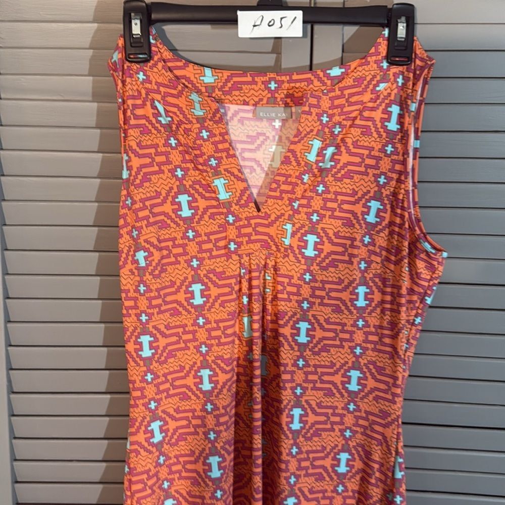 Coral V-Neck Sleeveless Wrap Maxi Dress by (Ellie Kai) size M - Picture 4 of 15